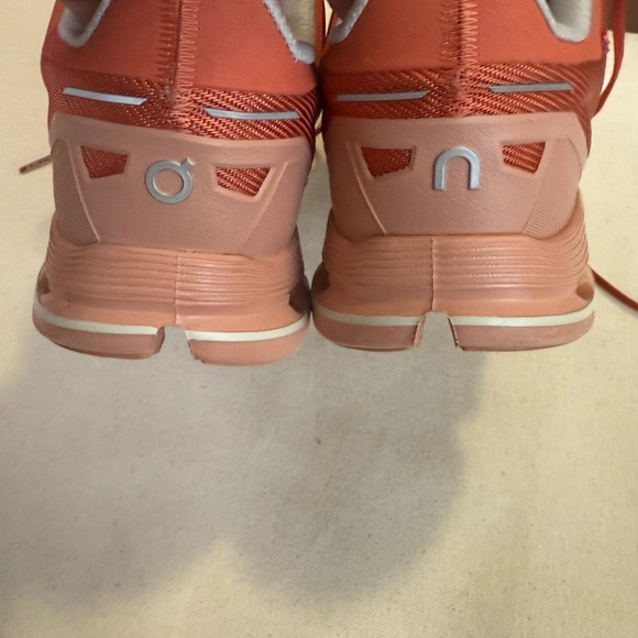 On Running Coral and White Athletic Shoes - Picture 7 of 7